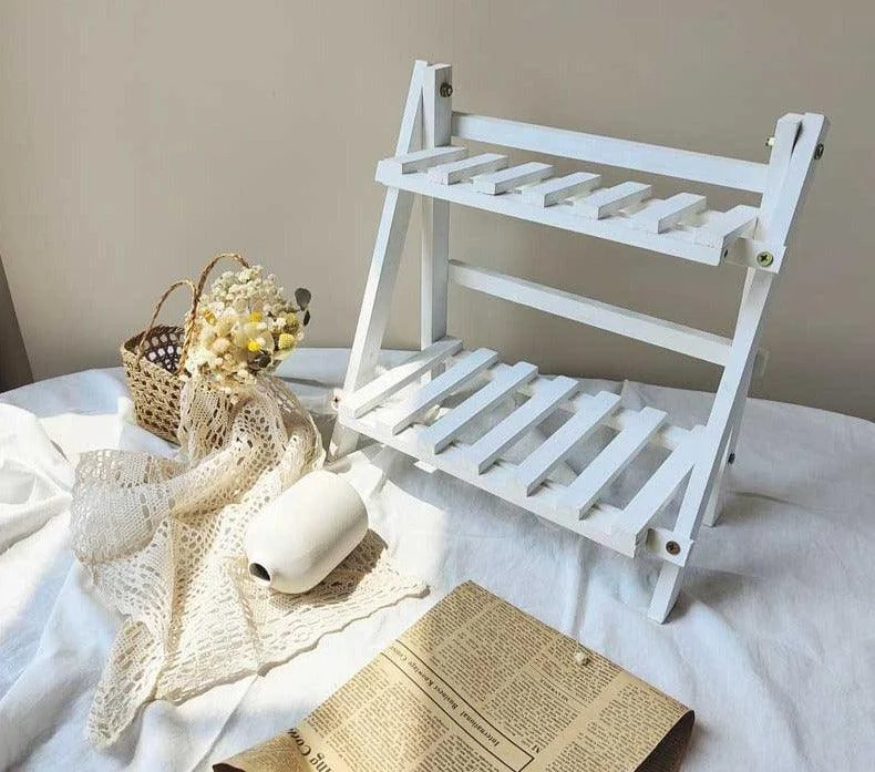 Aesthetic Minimal White Wood Desk Shelf -