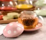 Aesthetic Mushroom Glass Cup with Ceramic Lid