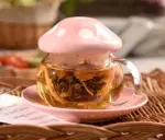 Aesthetic Mushroom Glass Cup with Ceramic Lid