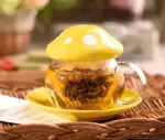 Aesthetic Mushroom Glass Cup with Ceramic Lid