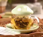 Aesthetic Mushroom Glass Cup with Ceramic Lid