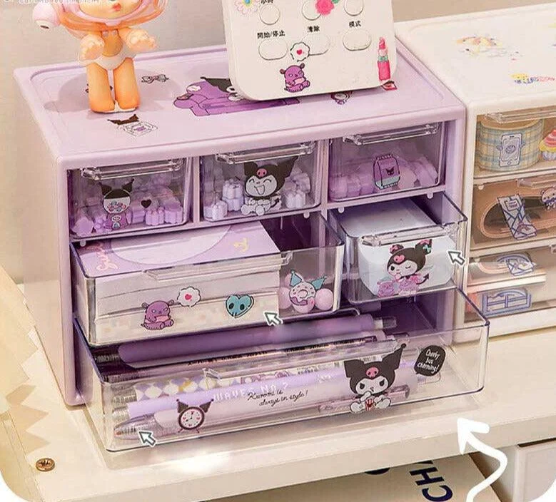 Aesthetic My Melody And Kuromi Storage Box Drawer Organizer -