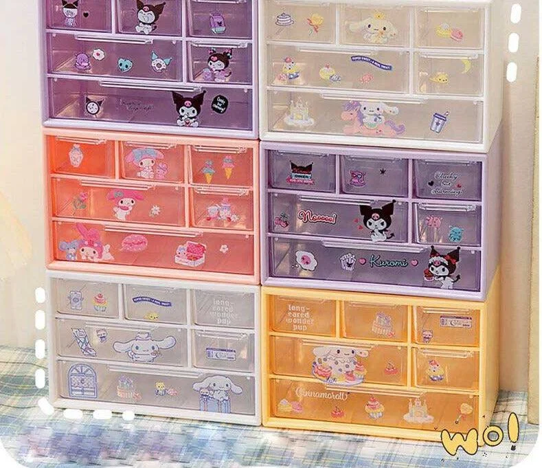 Aesthetic My Melody And Kuromi Storage Box Drawer Organizer -