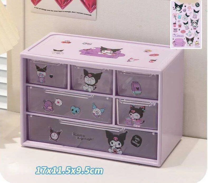 Aesthetic My Melody And Kuromi Storage Box Drawer Organizer -
