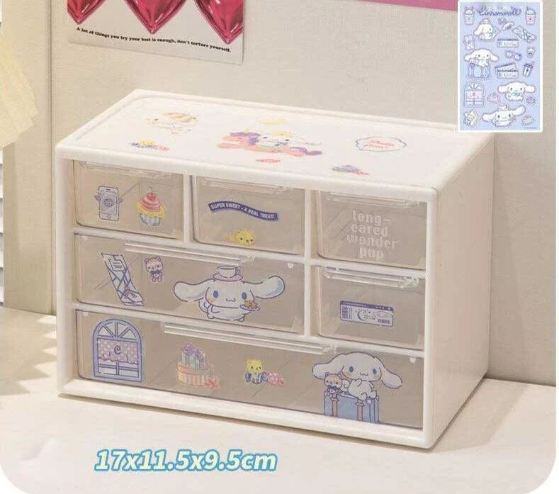 Aesthetic My Melody And Kuromi Storage Box Drawer Organizer -