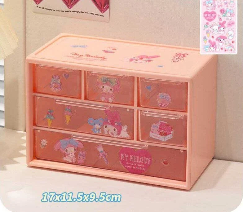 Aesthetic My Melody And Kuromi Storage Box Drawer Organizer -