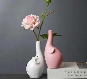 Aesthetic Pastel Ceramic Elephant Vase
