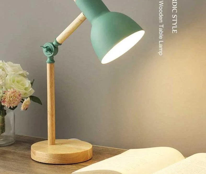 Aesthetic Pastel Wooden Table Reading Lamp -