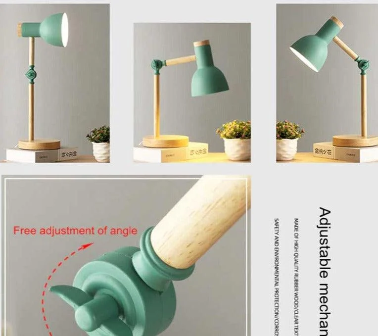 Aesthetic Pastel Wooden Table Reading Lamp -