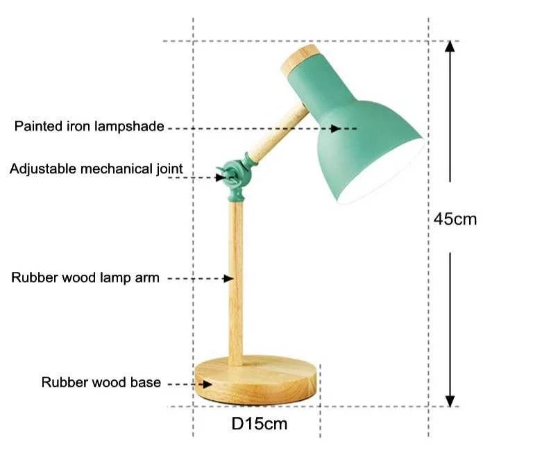 Aesthetic Pastel Wooden Table Reading Lamp -