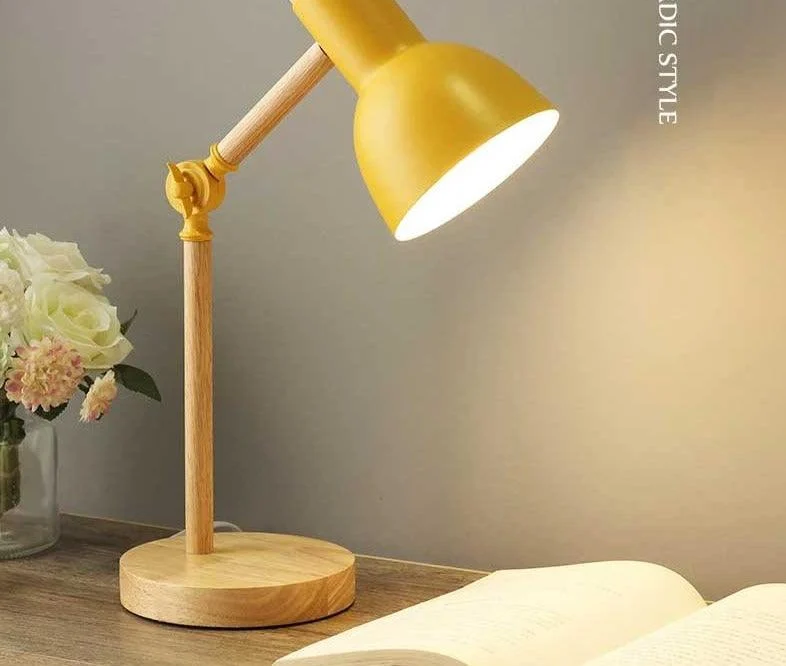 Aesthetic Pastel Wooden Table Reading Lamp -