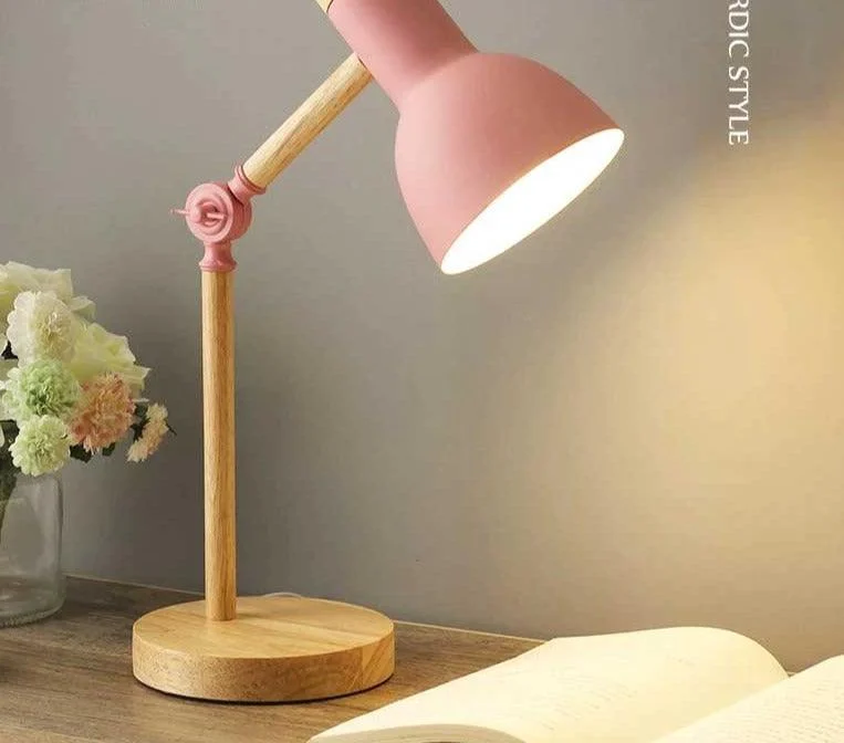 Aesthetic Pastel Wooden Table Reading Lamp -