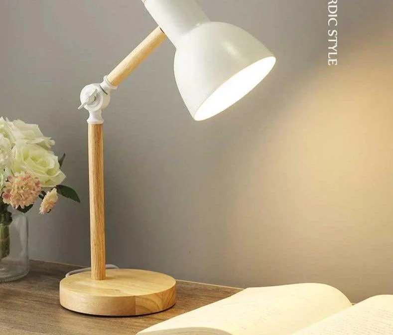 Aesthetic Pastel Wooden Table Reading Lamp -