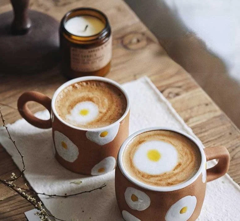 Aesthetic Poached Egg Hand Painted Mugs -