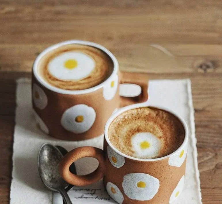 Aesthetic Poached Egg Hand Painted Mugs -