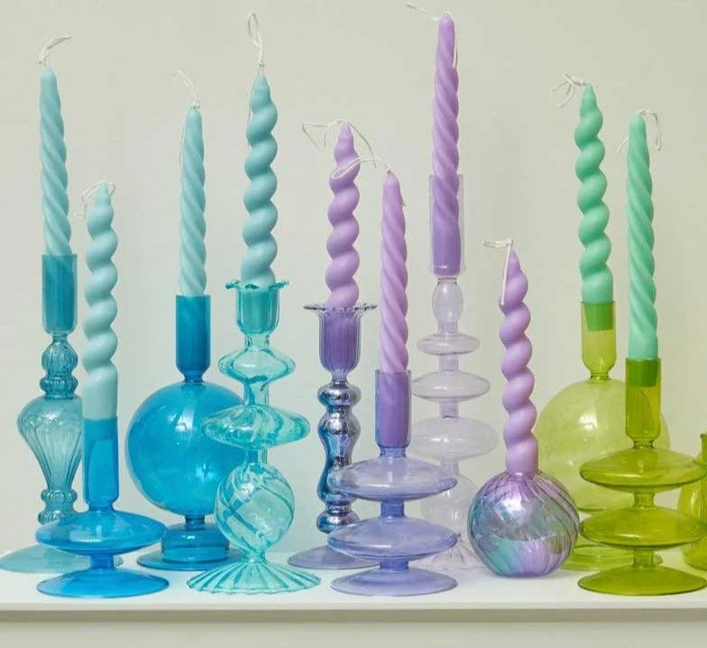 Aesthetic Scented Pastel Spiral Taper Candles Set 2 -