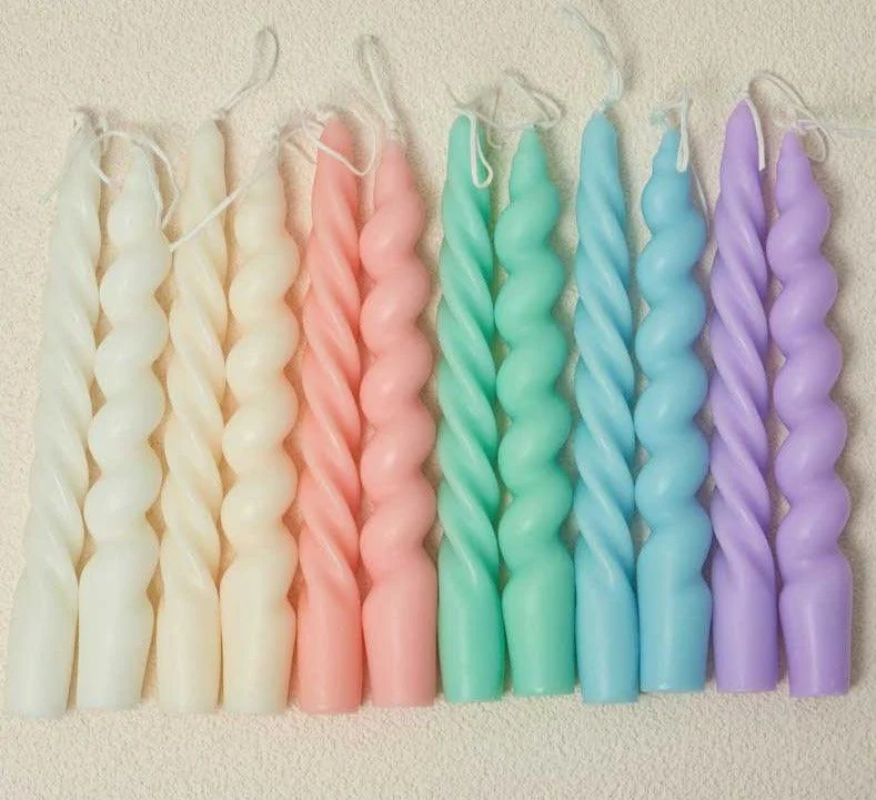 Aesthetic Scented Pastel Spiral Taper Candles Set 2 -