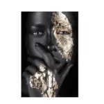 African Art Black and Gold Woman Oil Painting Canvas Poster
