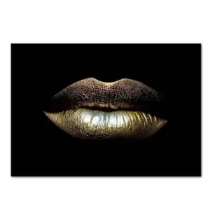 African Art Gold Lips Poster Painting Unframed