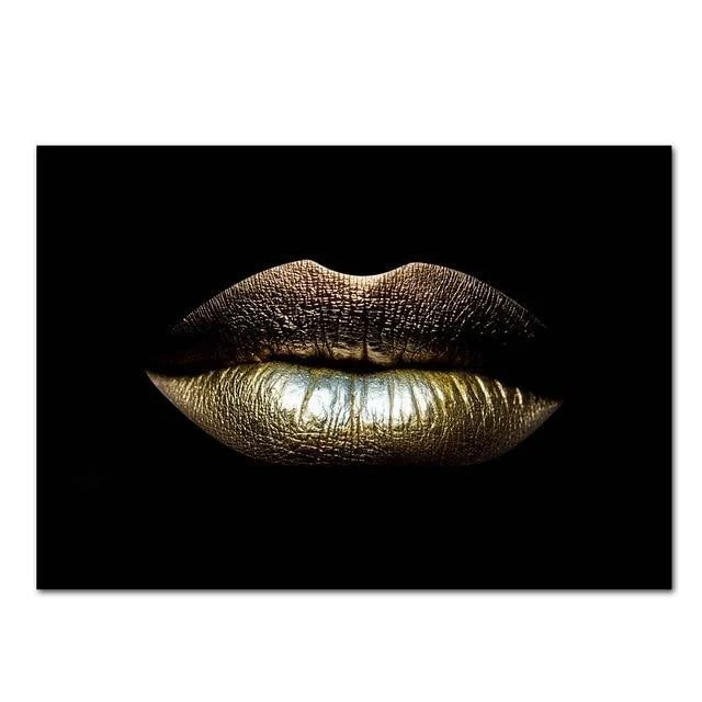 African Art Gold Lips Poster Painting Unframed -  - #tag1#
