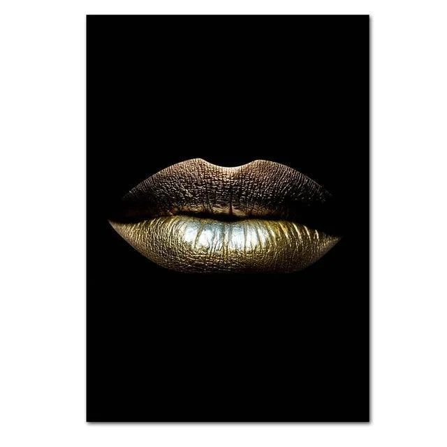 African Art Gold Lips Poster Painting Unframed -  - #tag1#