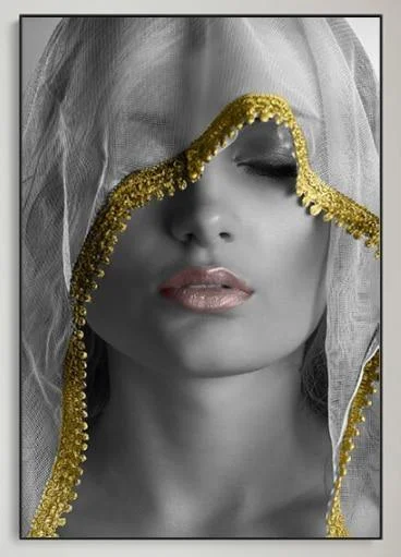 African Art Poster - Gold Woman with Covering Painting -  - #tag1#