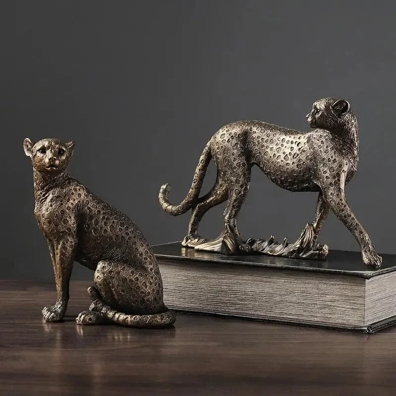 African Leopard Sculpture -