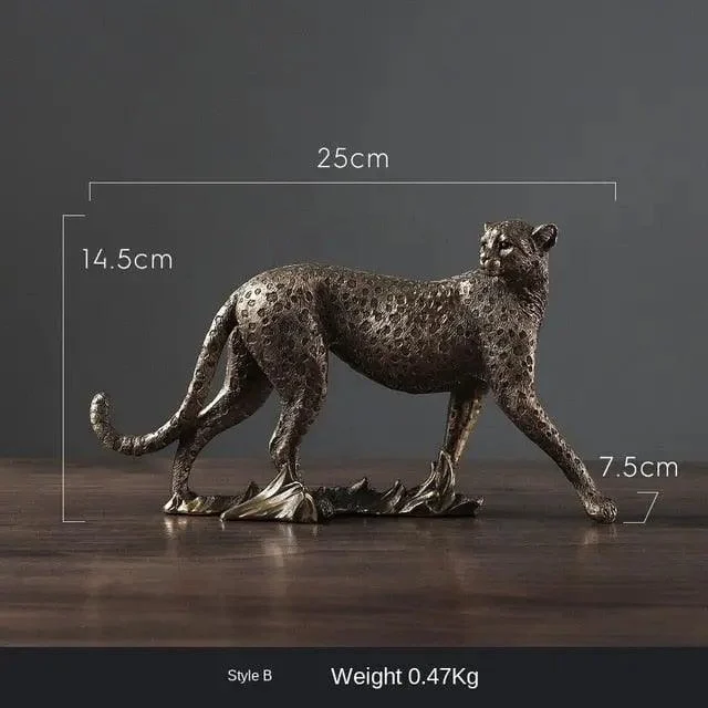 African Leopard Sculpture -