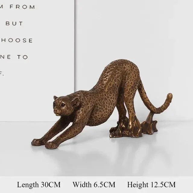 African Leopard Sculpture -