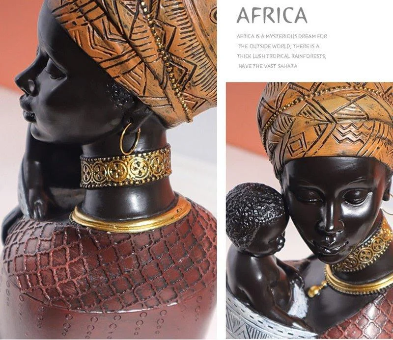 African Mother and Child  Home Decor Figurines -
