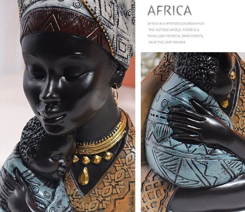 African Mother and Child  Home Decor Figurines -