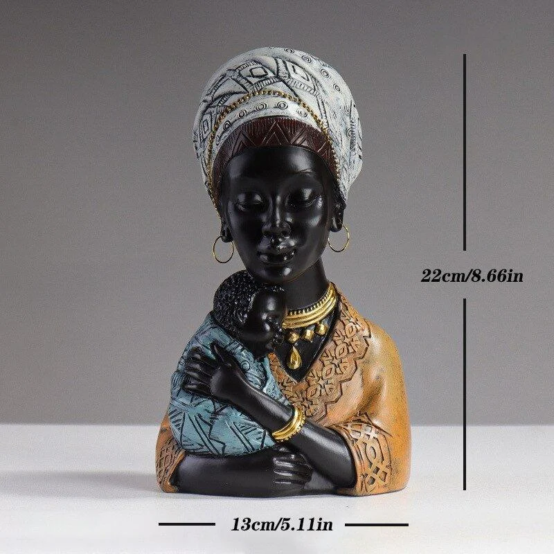 African Mother and Child  Home Decor Figurines -