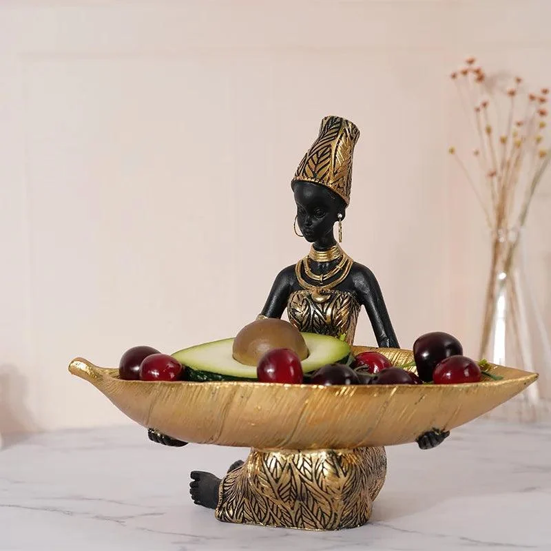 African Tray Girl  Sculpture -