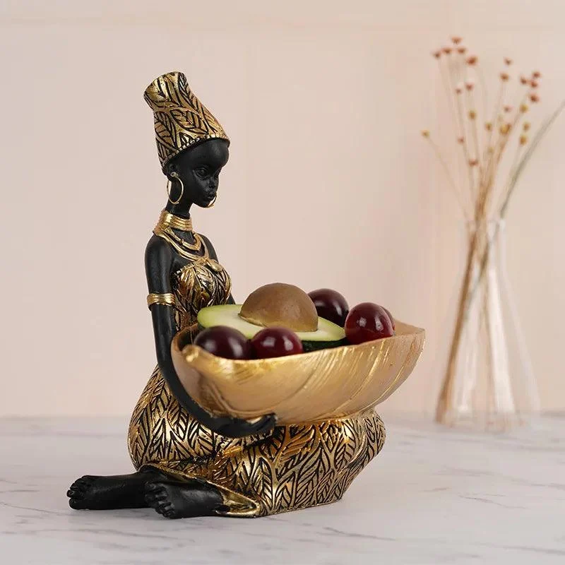 African Tray Girl  Sculpture -