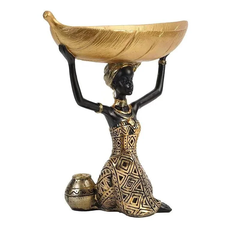 African Tray Girl  Sculpture -