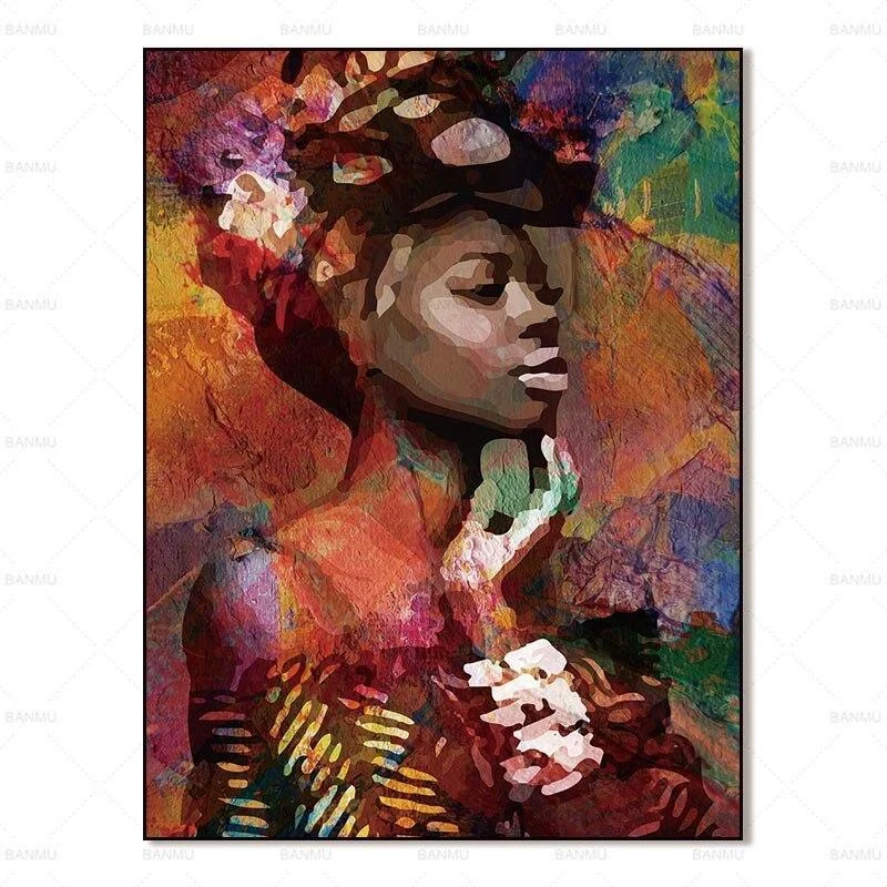 African Wall Art Portrait Printed on Canvas Unframed -  - #tag1#