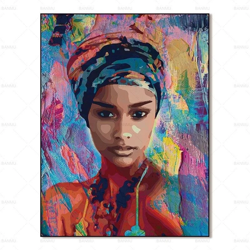 African Wall Art Portrait Printed on Canvas Unframed -  - #tag1#