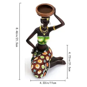 African Women Candle Holder Sculpture