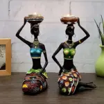 African Women Candle Holder Sculpture