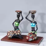 African Women Candle Holder Sculpture