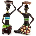 African Women Candle Holder Sculpture