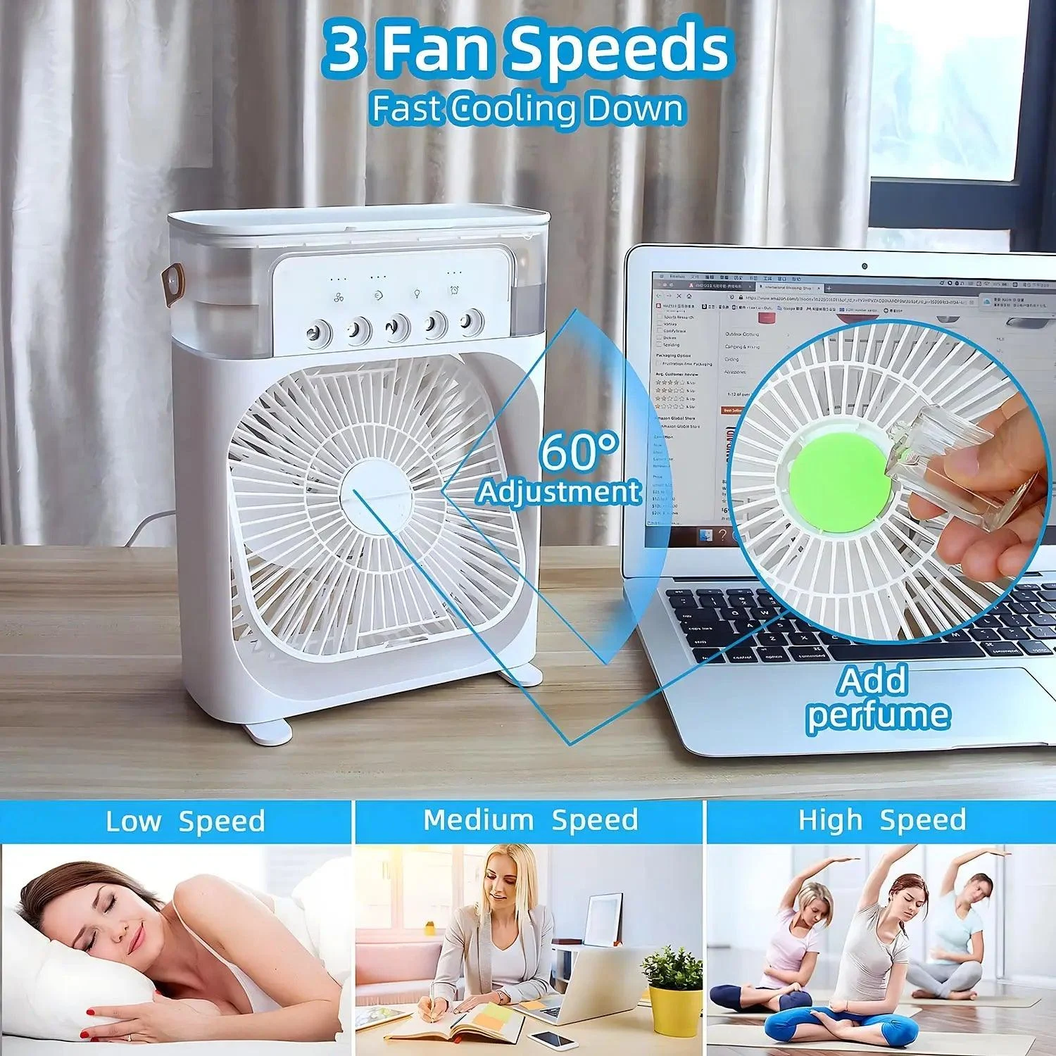 AirCooler Pro 3-in-1 Fan, Air Conditioner and Humidifier with 7-Color LED Light -  - #tag1#