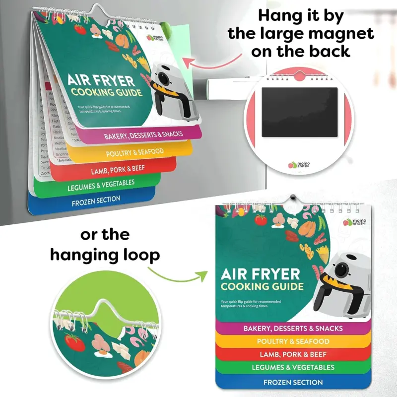 Air Fryer Cheat Sheet Magnets Cooking Guide Booklet tag1