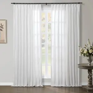 Aira Linen Pleated Modern Curtains White, 6 Colors
