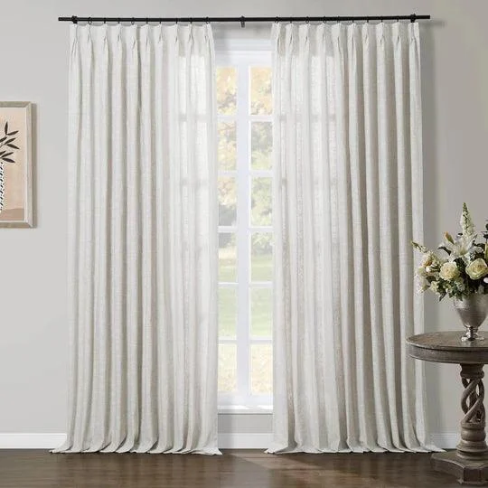 Aira Linen Pleated Modern Curtains White, 6 Colors -  - #tag1#