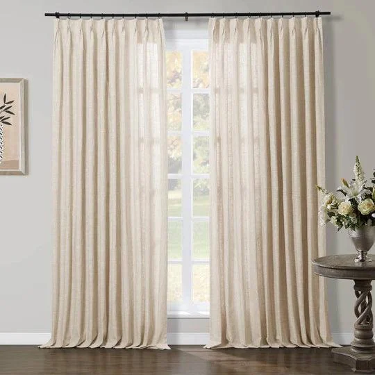 Aira Linen Pleated Modern Curtains White, 6 Colors -  - #tag1#