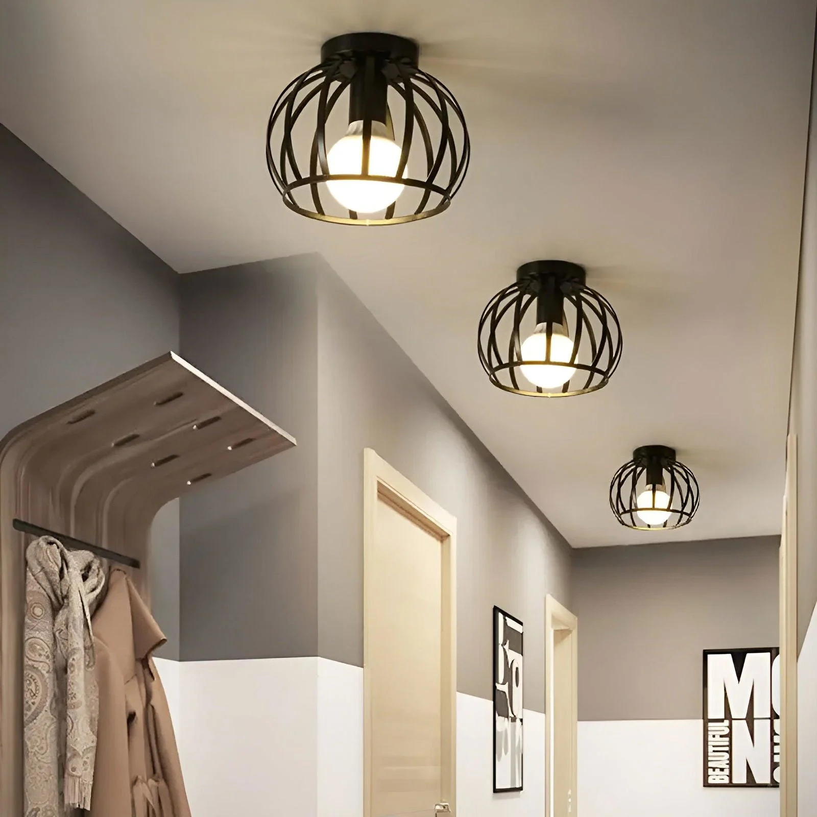 AisleShine Ceiling Light - Geometric Light made of Black Iron -  - #tag1#
