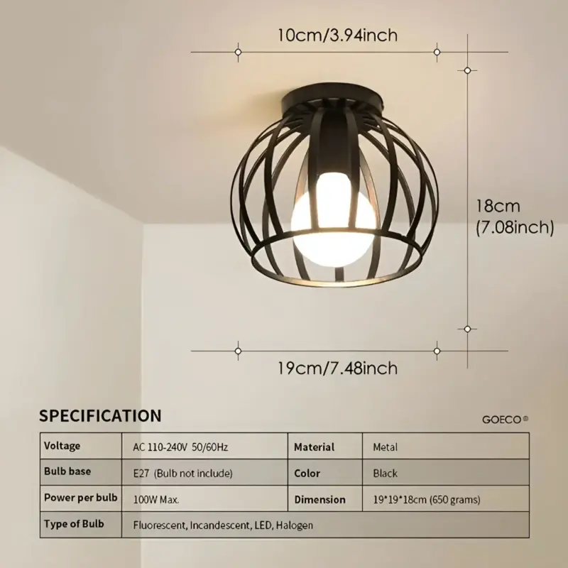 AisleShine Ceiling Light Geometric Light made of Black Iron tag1