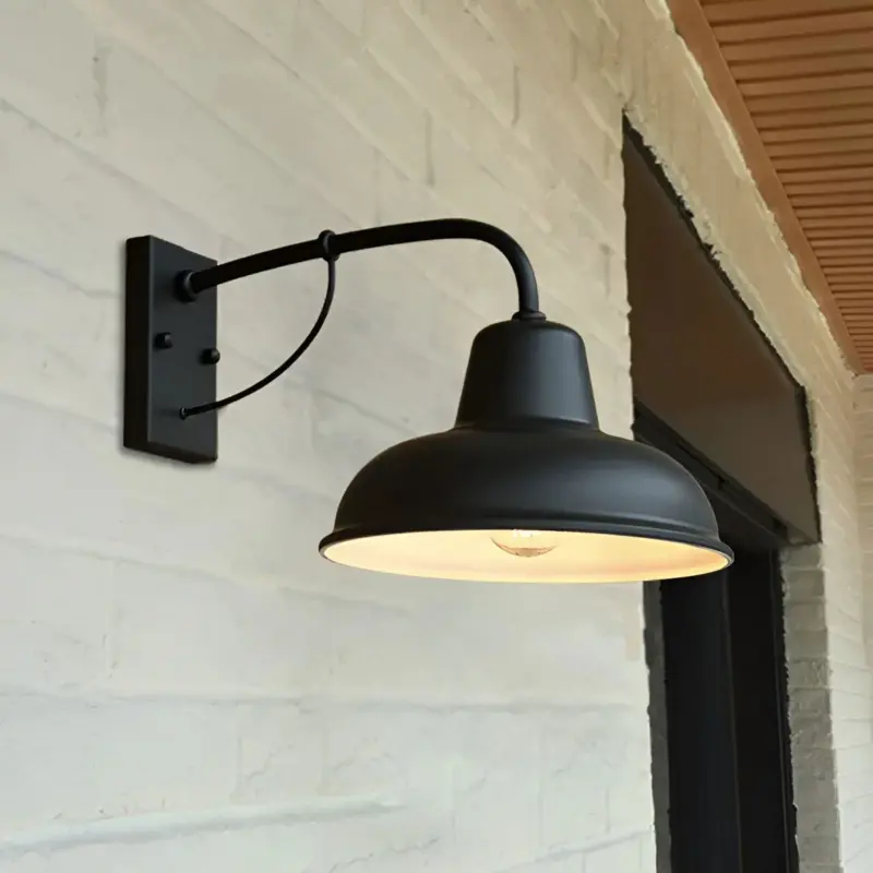 Aisle Eisen Sconce Antique Vintage Barn Light Black Industrial Wall Light tag1
