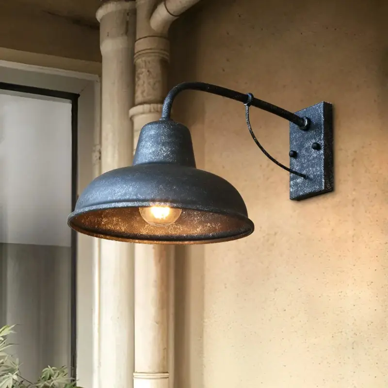 Aisle Eisen Sconce Antique Vintage Barn Light Black Industrial Wall Light tag1
